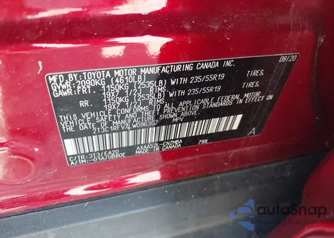 2020 Toyota Rav4 Xle Premium from USA, damaged, VIN 2T3C1RFV7LW096307